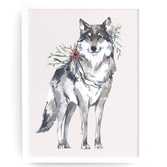 Other - Wall Art Watercolor Wolf Portrait Illustration Print Poster Unframed
